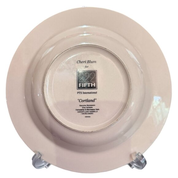 Cheri Blum 222 Fifth Cortland Rimmed Pasta Bowl 9" Round Stoneware Plums Tuscan* - Picture 4 of 5